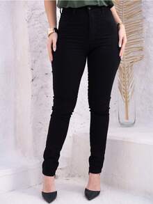 Calça Preta Feminina Sawary Jeans Original Cintura Alta Lycra Elastano Confortável Bonita Premium - Preto - Visão 2