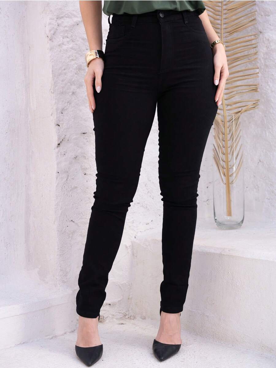 Calça Preta Feminina Sawary Jeans Original Cintura Alta Lycra Elastano Confortável Bonita Premium
