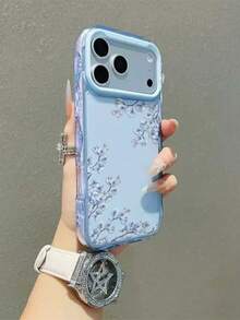 Ốp lưng mỏng nhẹ màu xanh nhạt, họa tiết hoa trắng tươi mát, chống rơi vỡ, tương thích với iPhone, ốp điện thoại chống sốc dễ thương kiểu Hàn Quốc với cửa sổ bảo vệ màn hình lớn. - Màu xanh lam - Xem 6