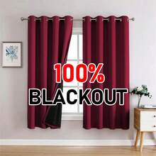 2 Panels 100% Blackout Curtains With Back Coating & Grommets - Sun Blocking Privacy Drapes For Living Room Bedroom Indoor Home Decor - 灰色 - 查看 4