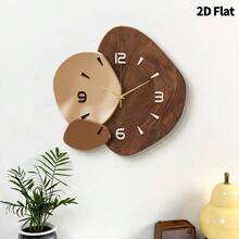 1件装现代简约奢华2D平面挂钟，超静音石英机芯，无滴答声，装饰性静音挂钟，适用于客厅、卧室和办公室，时尚卧室挂钟装饰，独特个性化，超清晰读时，是客厅、卧室、办公室、工作室、家庭、书房、厨房和咖啡厅的理想时钟装饰，是送给朋友和家人的完美装饰礼物。 - 彩色 - 查看 3