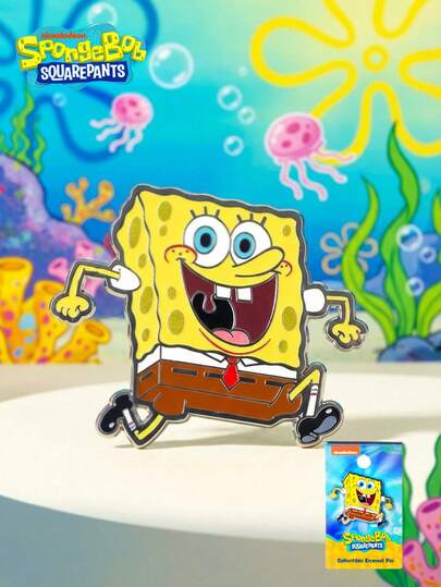 Nickelodeon 1PC SpongeBob Officially Licensed Cartoon Character SquarePants Enamel Metal Pins Colorful Brooch Cute Coat Backpack Personality Ornaments Metal Badge Back To School Season Birthday Christmas Gift Friends Family SpongeBob Fans