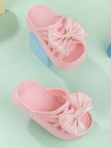 Girls' Sandals New Fashionable Cute Bow Princess Shoes Versatile Comfortable Beach Slippers - Pink - View 6
