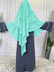 1pc Women's Elegant Solid Color Three-Layer Hooded Robe, Chador, Khimar, Jilbab, Breathable Sun Protection Headscarf, Suitable For Casual Outdoor Wear In All Seasons - Multicolor - View 23