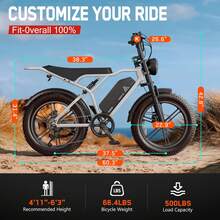 Electric Bikefor Adults , All-Terrain Tires & Shock SystemFat Tire All-Terrain E-Bike, 20x4 Tires, Disc Brakes - 白色 - 查看 5