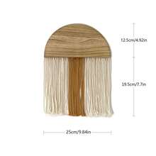 1件套手工编织挂毯，波西米亚风格墙面装饰挂毯，半圆形木板流苏纤维艺术墙毯，适用于客厅、卧室、床头背景墙 - 彩色 - 查看 15