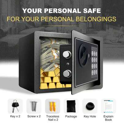  JIASLING Fireproof With Fireproof Money Bag & Sensor Light Digital Keypad Home With Fireproof Bag & Adjustable Shelf Security For Money Business Office Money Box