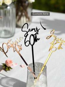 10/30/50pcs Customized Name Stir Sticks, Personalized Acrylic Drink Stirrers, Single Letter Cocktail Stirrers For Wedding & Party - Multicolor - View 1