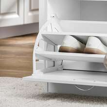 SoBuy FSR16-W, Hallway Shoe Bench Shoe Rack Shoe Cabinet With Flip-Drawer And Removable Seat Cushion, White, Depth: 30cm - White - View 10