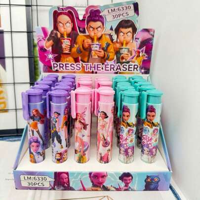 30pcs K-POP Girl Group Theme Retractable Erasers Set - Various Vibrant Member Character Art Designs, Smooth Erasing, Retractable Mechanism Prevents Mess, Fashionable Color Options (Purple/Pink/Mint), Suitable For School/Office Supplies, Diary/Note-Taking, Collectible K-POP Fan Merchandise, Great Gift For K-POP Girl Group Fans And Stationery Lovers