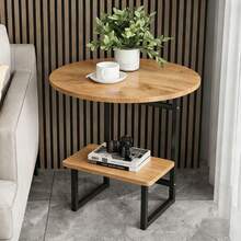 Kocoile Modern Light Luxury Simple Metal Side Table With 2-Layer Storage Shelf - Compact Living Room, Bedroom And Sofa/Bedside Coffee Table, Sturdy Black Metal, Space-Saving Decor Table, Easy To Assemble, Suitable For Home, Living Room, Sofa, Bedroom. - Khaki - View 2