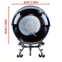 Handmade Dandelion Crystal Ball - K9 Glass, Feng Shui Decor Ball With Metal Stand, Suitable For Home And Office - A - View 9