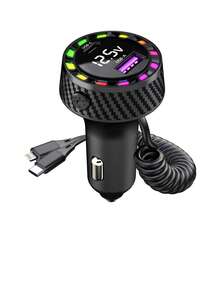Fast Car Charger, 1A+2C 4 Ports, USB Car Charger, Digital Display Car Charger - Black - K17 - View 9