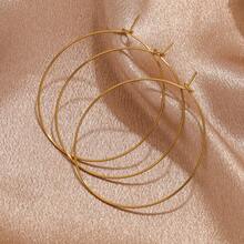 20pcs/Lot Gold Stainless Steel Big Circle Wire Hoops Round Earrings For DIY Earring Charms Jewelry Making Supplies Wholesale - Round Ear Wire - View 5