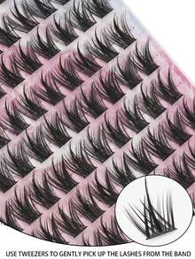 Pestañas postizas Little Devil (hilera 13), racimos de pestañas postizas naturales y esponjosas, racimos de pestañas, tiras individuales, pestañas, pestañas postizas - C - Ver 5