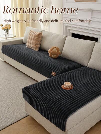 1 件厚法兰绒纯色沙发垫，宠物友好型防脏防滑沙发套，秋冬防刮沙发保护套，适用于 L 型组合沙发和 1/2/3/4 座沙发（单独出售）