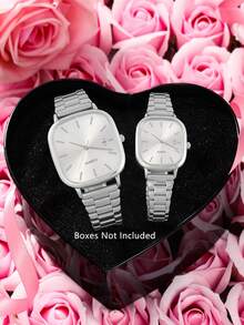 Couple's Watch Set, With Calendar Function And Adjustable Straps, Stylish And Casual Quartz Watches. Unisex, Suitable For Daily Wear, Perfectly Matching Daily Outfits. An Ideal Gift. (Gift Box Not Included) - 銀色 - 查看 7