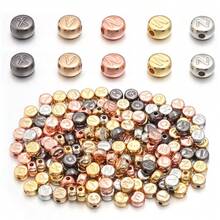 100颗高品质CCB电镀银色混合字母隔珠，扁平圆形散珠，适合DIY珠宝制作、手工手链项链等。 - 扁圓形 - 查看 4