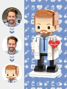 1pc Customized Brick Figure Over 300 Pieces, Personalized Full Body Brick Figure 1-2 People (Over 500 Pieces), Customized Brick Couple Figure, Customized Square Face Brick Head, Customized Full Body Brick Figure 2 People, Customized Brick Figure Gift For Adults 14+ Years Old, Customized Brick Figure, Personalized Mini Building Block Set - Style 1 - View 4