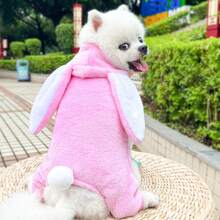 1pc Pet Hoodie, Cute Rabbit Design, Autumn/Winter Cat/Dog Sweatshirt Suitable For Small/Medium Pets - Pink - View 2