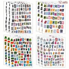 852 Stück/12 Blatt Vintage Magazin Buchstaben Aufkleber, kleine Erpresserbrief Aufkleber, geeignet für Planer, Tagebuch, Notizbuch, Computer, Wasserflasche, DIY Basteleien, Geschenke, Magazin Dekoration usw. - Verschiedenfarbig - Übersicht 9