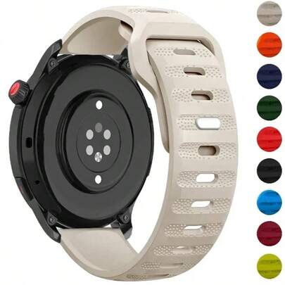 20/22mm Sport Silicone Strap Compatible With Samsung Galaxy Watch 4 5 Pro 40mm 44mm 45mm 42/46mm Active 2 Bracelet Compatible With Huawei GT2/3 Pro Band