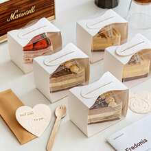 5 piezas/10 piezas/15 piezas Cajas de papel para cupcakes con ventana transparente, adecuadas para muffins, pasteles, postres, té de la tarde, tartas mousse, embalaje para hornear - color aleatorio - Ver 4