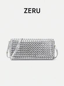 2026 New Woven Handbag, Elegant One Shoulder Flap Bag, Minimalist Tote Bag, Versatile Luxury Chic Bag - Silver - View 1