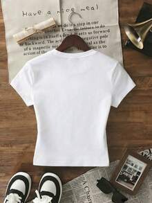 1 chiếc áo thun nữ cổ tròn tay ngắn dáng ôm thoải mái mùa hè, họa tiết cây cọ, ván lướt sóng, đường bờ biển, kiểu Anh, áo crop top phong cách Y2K, thích hợp cho mùa xuân, hè, đi biển, dạo phố, mặc hàng ngày, đi làm, tiệc văn phòng, đi chơi, lễ hội, lễ hội âm nhạc, ngày Valentine, tiệc tùng. Màu trắng. - trắng - Xem 9