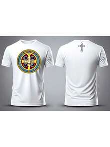 Camiseta Estampa Medalha De São Bento -fé ,estilo E Proteção - Branco - Visão 4