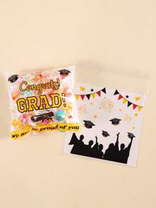 50/100入畢業自黏式禮品袋「Congratulations Graduation」畢業帽圖案 OPP 自封禮品包裝袋，派對小禮品與紀念品，2026畢業派對裝飾 - 彩色 - 查看 6