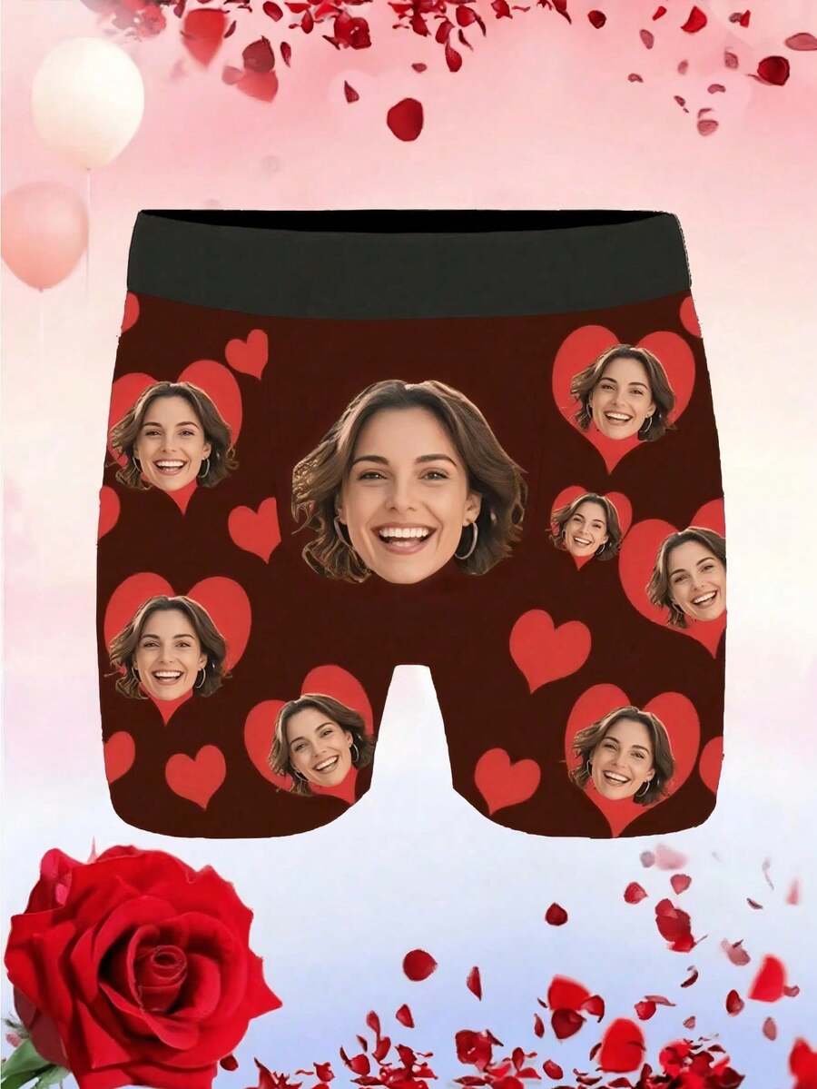 1 chiếc quần lót in hình khuôn mặt theo yêu cầu, quần boxer in ảnh khuôn mặt cá nhân hóa, quần lót in hình khuôn mặt vui nhộn, quà tặng Ngày Valentine/Kỷ niệm/Đám cưới/Sinh nhật, quà tặng hài hước gợi cảm cho bố/chồng/bạn trai - Màu Đỏ Sâu - Xem 1