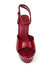 So Me Soren Peep Toe Stilleto Women's Hight Heel Platform With Stud Details And Ankle Strap. - 紅色 - 查看 5