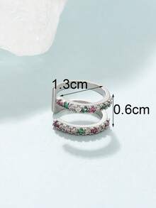 1件装 时尚朋克嘻哈风 随机颜色水钻装饰 极简多层夹式耳环，男女通用日常配饰 - 彩色 - 查看 6