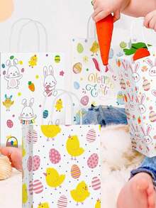 Easter Gift Bag Rabbit Paper Candy Bag With Handle Easter Party Gift Bag Spring Rabbit Easter Egg Chicken Candy Bag Children's Festival Party Gift Packaging - Multicolor - View 5