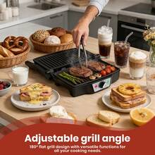 SUPERLEX Bbq Gril Sandwich Maker 1500W, 180° Fully Open Design, Equipped With Non-Stick Cooking Plate, Equipped With Precise Temperature Control System, With Anti-Scalding Handle, Suitable For Making Kitchen Breakfast Sandwiches, Steak, Seafood And Panini - UK Plug(220-240V) - View 4