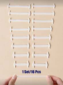 16 Peças/Conjunto Cadarços de Silicone Branco Sem Amarração, Cadarços Elásticos Adequados para Tênis Esportivos, Sapatos Casuais, Botas de Combate, Uso Diário de Verão, Acessórios de Calçados Presente - Branco - Visão 7