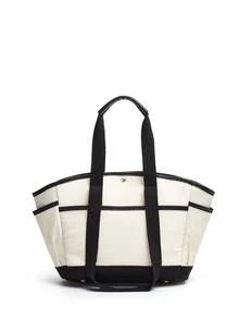 Large Capacity Tote Bag, Black & White Patchwork Canvas Handbag, Multi-Functional Compartment Lunch/Bento Box Bag - Multicolor - View 4