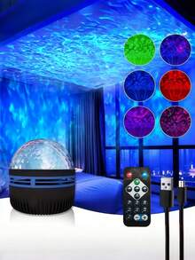 Lámpara de proyección YETHKE, accesorio de iluminación con efecto de nebulosa LED, alimentado por USB con control remoto, adecuado para proyección de cielo estrellado en el dormitorio, iluminación nocturna por proyección, ideal para el Día de San Valentín, fiestas de cumpleaños y decoración del hogar en el dormitorio - Multicolor - Ver 15