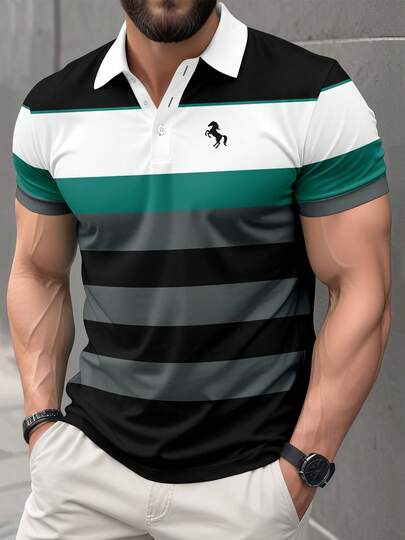 Plus Size Men's Business Casual Minimalist Short Sleeve Polo Shirt