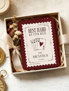 1pc Customized Wedding Commemorative Gift, Personalized Text Invitation Playing Cards, Unique Anniversary Gift, Bridal Shower Gift, Multi-Color Framed Playing Card Theme Cards, Wedding Decoration, Wedding Guest Gift - Multicolor - View 6