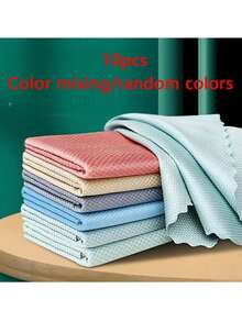 10pcs Glass Cleaning Cloths With Fish Scale Pattern, Household Cleaning Rags, Decontamination Cloths, Dish Towels, Window Wipers, No Trace, Multi-Purpose Cleaning Cloths, Cleaning Supplies, Cleaning Tools, Back To School Supplies, Kitchen, Bathroom - Multicolor - View 13