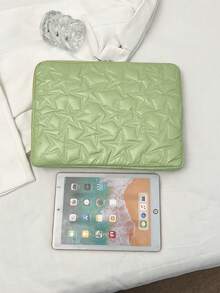 1pc Quilted Solid Color Minimalist Luxury Multi-Size Notebook/Tablet Carrying Case, 11"/13"/15" Laptop Bag, Star Print Plush Casual Unisex Tablet Protective Sleeve, Inner Bag, Document Bag, Laptop Sleeve, Computer Carrying Case Laptop Case Laptop Cover Computer Bag Carrying Hand Bag Laptop Bags Water Resistant Travel Essentials Travel Stuff Laptop Bag For Men Laptop Bag For Women - Mint Green - View 5
