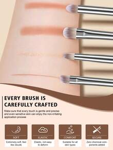 44pcs/7pcs/1pc Complete Makeup Brush Set Includes 20 Soft Makeup Brushes-Such As Translucent Powder Brush, Blush Brush, Contour Brush, Highlighter Brush, Foundation Brush, Nose Contour Brush, Eyeshadow Brush, Eyebrow Brush, Lip Brush, And Detail Brush-Plus 1 Travel-Friendly Waterproof Makeup Bag - Multicolor - View 4