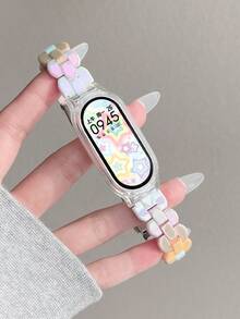 二合一透明彩色珠子表带，商务保护壳，适用于小米手环3/4/5/6/7/8/9/10 NFC版/小米手环9/8 Active版 - 炫彩糖果 - 查看 12
