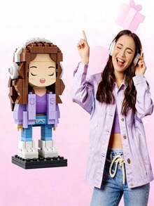 1pc Customized Brick Figure Over 300 Pieces Personalized Full Body Brick Figure For 1-2 People Custom Square Face Brick Portrait Mini Building Block Set Gift For Adults 14+ Years Old - Round Face Deluxe Edition - View 13