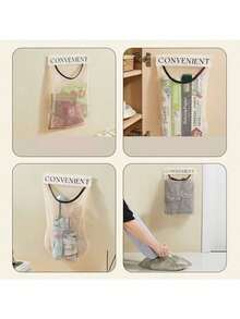 1/2pcs Kitchen Trash Bag Holder Wall-Mounted Large Capacity Plastic Bag Storage Net With Hook And Loop, Easter Gift - Multicolor - View 7