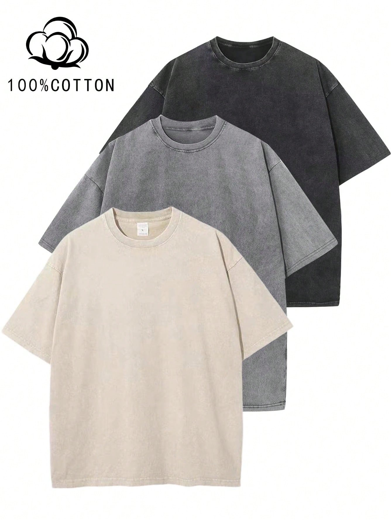 Three Piece Solid Color T Shirts Fashion Retro Men’S T Shirts 230G Heavyweight