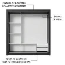 Ropero Closet Madesa 3 Puertas 2 Espejos Color Negro y Marrón 01 decoración de cuarto espejos espejo Body completo vanity tocador muebles para cuarto muebles escritorio vanity closet para ropa mueble para baño espejos de Body completo tocador cajonera ropero mesa sillas cajonera para ropa ropero para ropa - Negro y Marrón - Ver 6