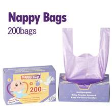 100pcs/200pcs Disposable Baby Diaper Bags, Pull-Out Style Infant Diaper Trash Bags, Waterproof Portable Diaper Bags - Purple - View 9